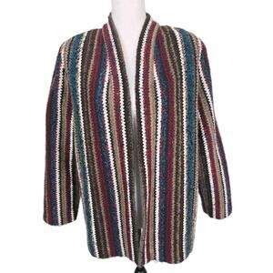 Vintage Graff Californiawear Wool Blend Colorful Boho Hippy Knit Cardigan Sz 12